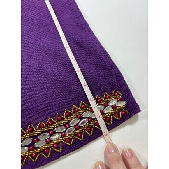 Vintage Cervelle Matching Set Sweater Pants Beaded Cardigan Purple Small - Picture 8 of 16